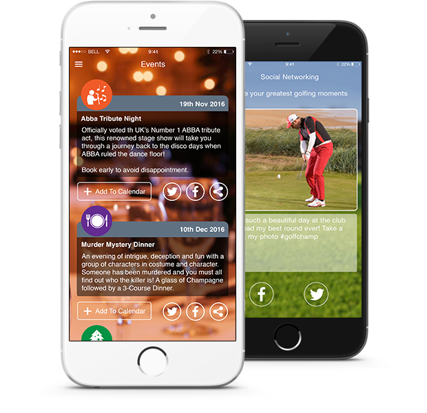 coursemate smart golf club app events and social media