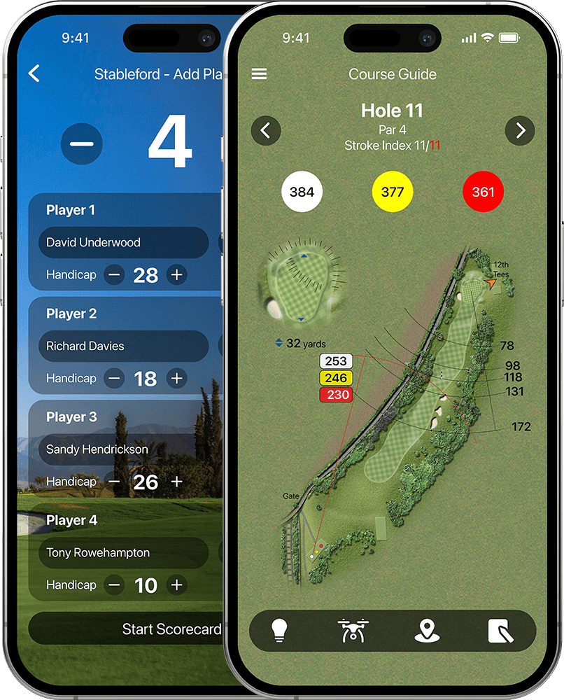 Course guide and four-ball scorecard